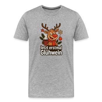 Noël Maintenant vin chaud - T-shirt bio Premium Homme - gris chiné - Devant - Damien (186cm)