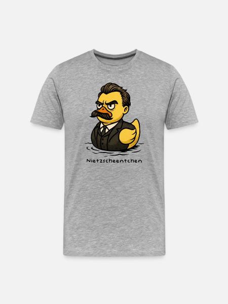 Nietzscheentchen - Nietzsche als Badeente - Männer Premium Bio T-Shirt - Grau meliert