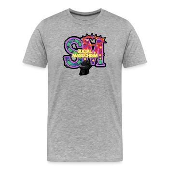 Masochisme social SM - T-shirt bio Premium Homme - gris chiné - Devant - Damien (186cm)