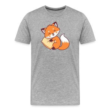 Orangefarbener kuscheliger Fuchsplüsch - Männer Premium Bio T-Shirt - Grau meliert - Vorne - Damien (186cm)