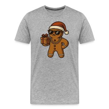 Gingerbread Santa with sunglasses Christmas - Men's Premium Organic T-Shirt - heather grey - Front - Damien (186cm)