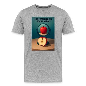 Der Apfelspiegel des gesellschaftlichen Lebens - Männer Premium Bio T-Shirt - Grau meliert - Vorne - Damien (186cm)