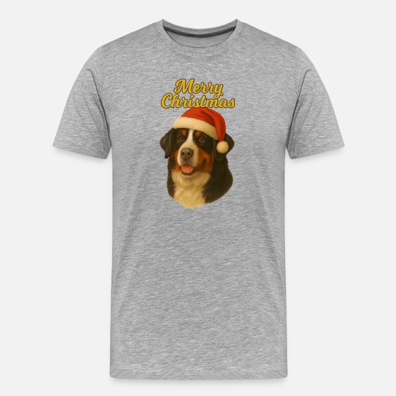 Berner Sennenhund Merry Christmas Pullover - Männer Premium Bio T-Shirt - Grau meliert