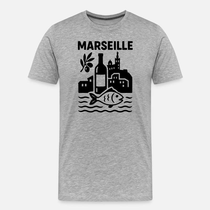 marseille silhouette - Männer Premium Bio T-Shirt - Grau meliert