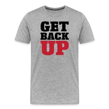 Judo Graphic Get Back Up - Men's Premium Organic T-Shirt - heather grey - Front - Damien (186cm)