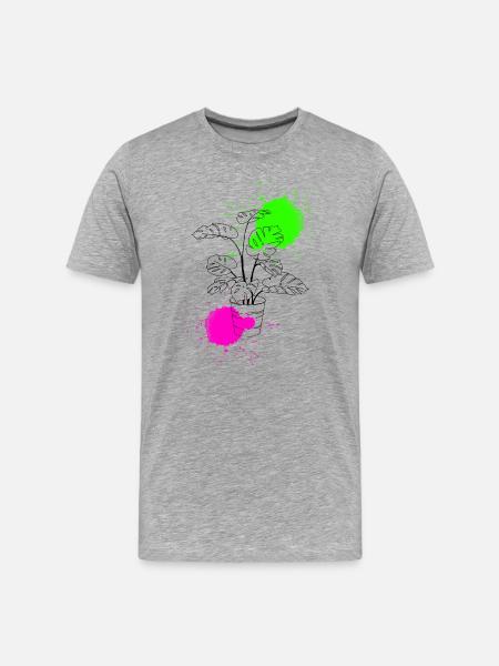 Funky Monstera - T-shirt bio Premium Homme - gris chiné
