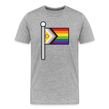 Inklusive Progress Pride Fahnenmast - Männer Premium Bio T-Shirt - Grau meliert - Vorne - Damien (186cm)