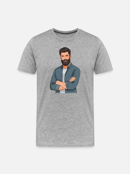 Bearded style in denim look - Men's Premium Organic T-Shirt - heather grey
