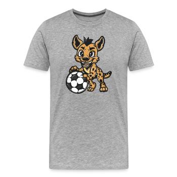 Hyène avec ballon de foot - T-shirt bio Premium Homme - gris chiné - Devant - Damien (186cm)