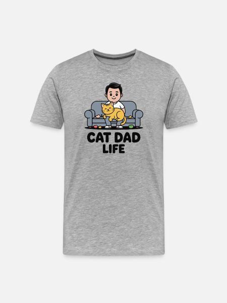 Cat Dad Life on the Sofa - Men's Premium Organic T-Shirt - heather grey