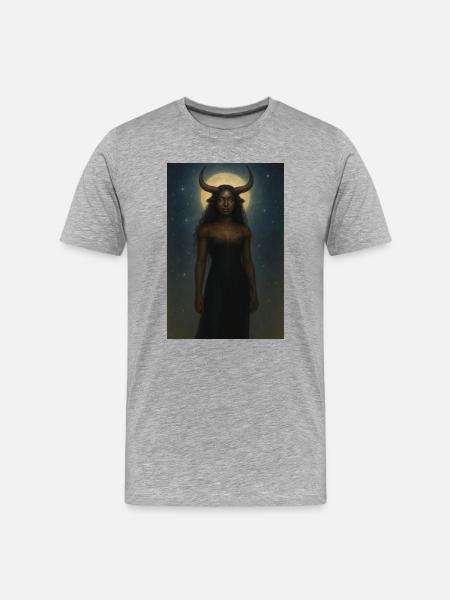 Mystical Horn Goddess - Men's Premium Organic T-Shirt - heather grey