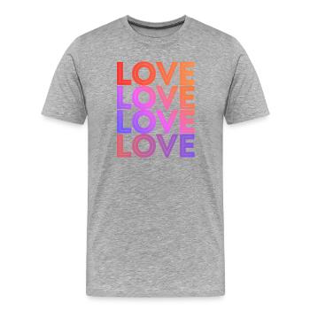 LOVE Liebe Text Schrift Design Farbverlauf Typo - Männer Premium Bio T-Shirt - Grau meliert - Vorne - Damien (186cm)