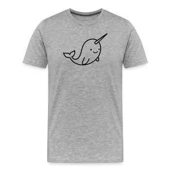 narwhal - Men's Premium Organic T-Shirt - heather grey - Front - Damien (186cm)