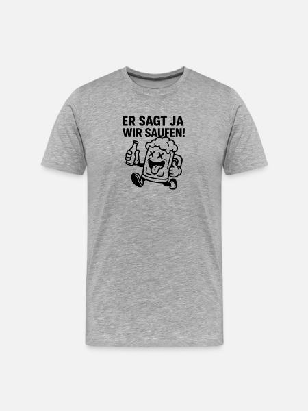 Bierlaune Cartoonmotiv - Männer Premium Bio T-Shirt - Grau meliert