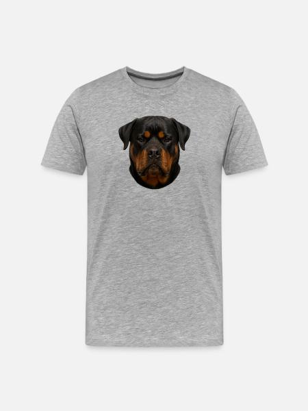 Rottweiler Face Portrait - Men's Premium Organic T-Shirt - heather grey