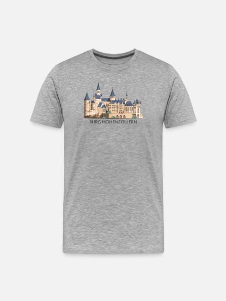 Hohenzollern Castle Illustration Hand Drawing - Men's Premium Organic T-Shirt - heather grey