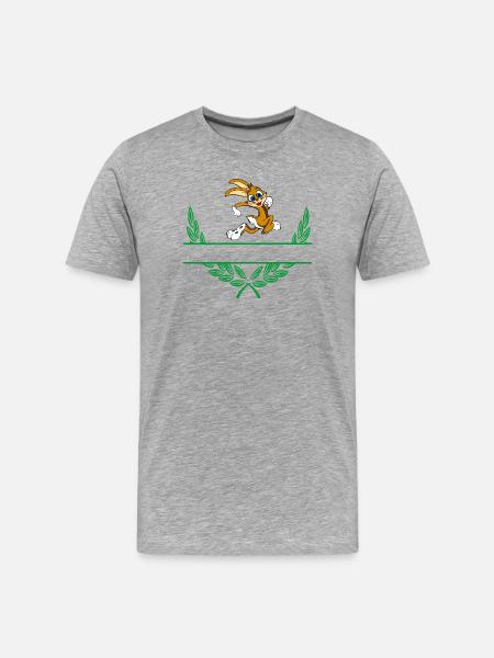 Rabbit Laurel Wreath with Namespace - Men's Premium Organic T-Shirt - heather grey