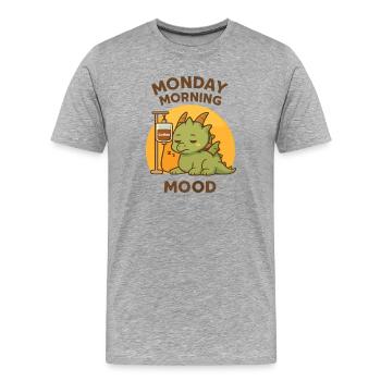 Müder Drache Montagmorgen Kaffee Mood - Männer Premium Bio T-Shirt - Grau meliert - Vorne - Damien (186cm)