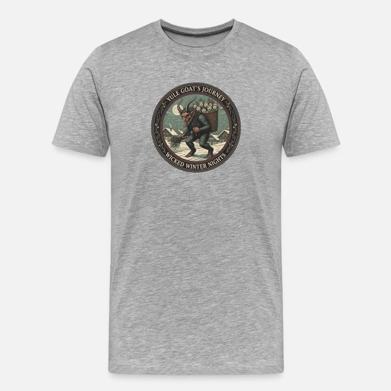 Die Reise der Weihnachtsziege – Böse Winternächte - Männer Premium Bio T-Shirt - Grau meliert