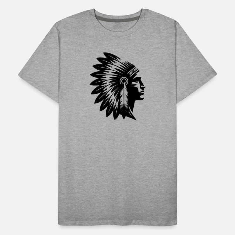 Stolzer Krieger Gesicht mit prächtigem Kopfschmuck Männer Premium Bio T-Shirt