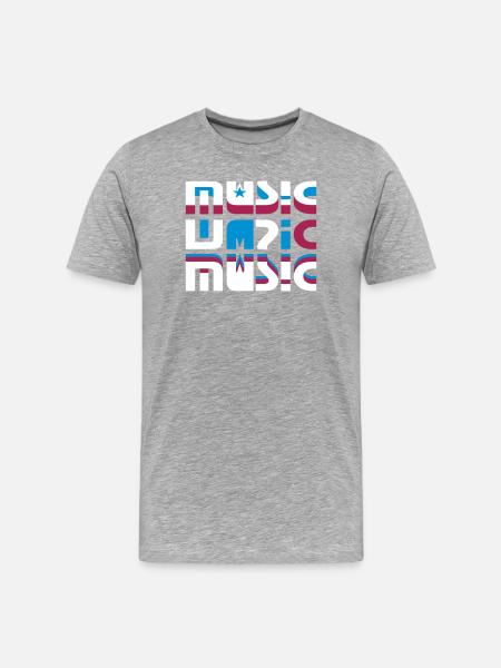 3D Music Lettering with Stars - Men's Premium Organic T-Shirt - heather grey
