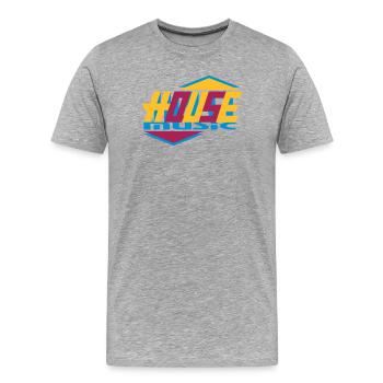 Design typographique stylé de house music - T-shirt bio Premium Homme - gris chiné - Devant - Damien (186cm)