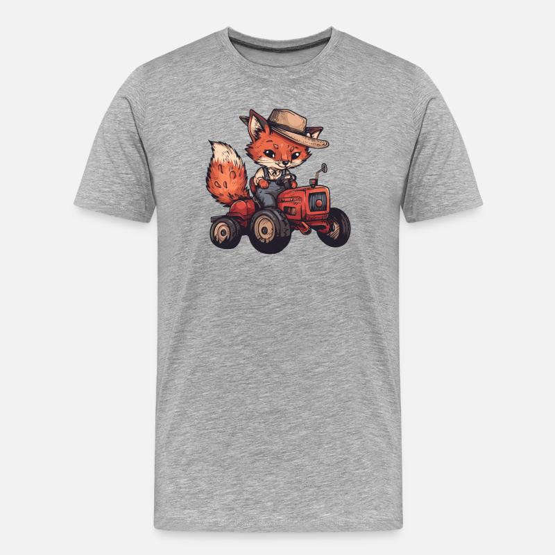 Fuchs Traktor Farmer - Männer Premium Bio T-Shirt - Grau meliert