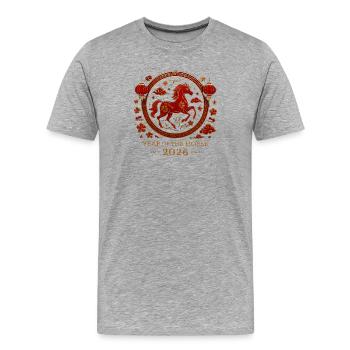 Jahr des Pferdes 2026 Chinesisches Neujahr - Männer Premium Bio T-Shirt - Grau meliert - Vorne - Damien (186cm)
