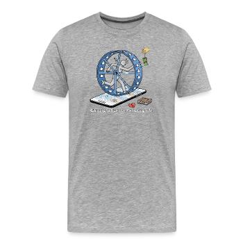Tapis roulant sur les réseaux sociaux pour l’argent - T-shirt bio Premium Homme - gris chiné - Devant - Damien (186cm)