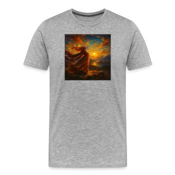 Sunset Gown in Amber Light - Men's Premium Organic T-Shirt - heather grey - Front - Damien (186cm)