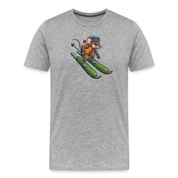 Escapade hivernale Skieur Souris Rat Skieur Concombre Escapade d’hiver - T-shirt bio Premium Homme - gris chiné - Devant - Damien (186cm)