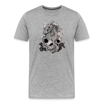 Monochrome Linienornament - Männer Premium Bio T-Shirt - Grau meliert - Vorne - Damien (186cm)
