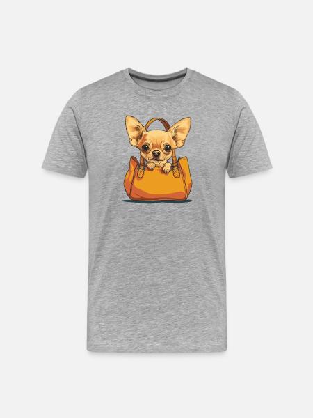 Chihuahua in Pocket Sweet - Men's Premium Organic T-Shirt - heather grey