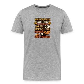 Teurer Realisationshungrig, christlicher Glaube - Männer Premium Bio T-Shirt - Grau meliert - Vorne - Damien (186cm)