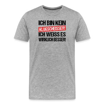 Dire le malin sur la chemise Sarcasme Humour - T-shirt bio Premium Homme - gris chiné - Devant - Damien (186cm)