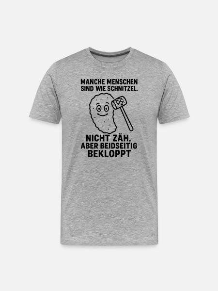 bekloppte menschen schnitzel - Männer Premium Bio T-Shirt - Grau meliert