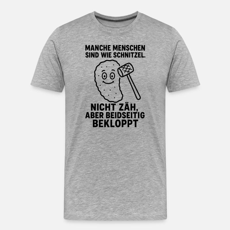 bekloppte menschen schnitzel - Männer Premium Bio T-Shirt - Grau meliert