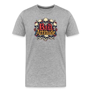 Bad Attitude Skull Roses - Men's Premium Organic T-Shirt - heather grey - Front - Damien (186cm)