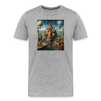 Monde Surréaliste du Masque - T-shirt bio Premium Homme - gris chiné - Devant - Damien (186cm)