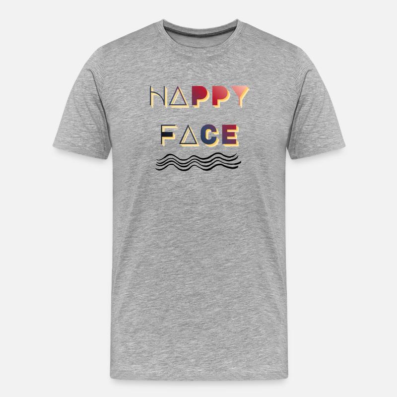 Retro Happy Face - Männer Premium Bio T-Shirt - Grau meliert
