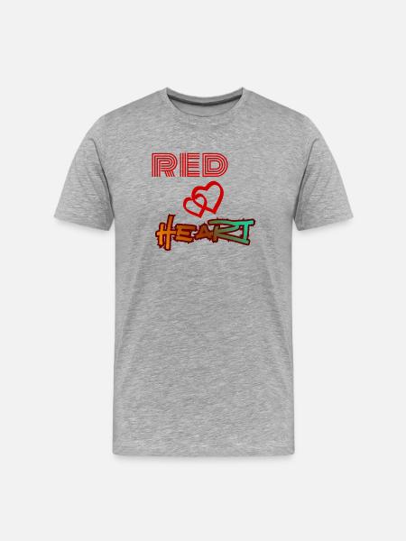 Rotes Herz, Graffiti-Herz - Männer Premium Bio T-Shirt - Grau meliert