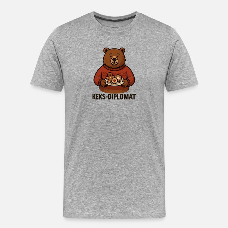 Keks-Diplomat Bär mit Keksen - Männer Premium Bio T-Shirt - Grau meliert