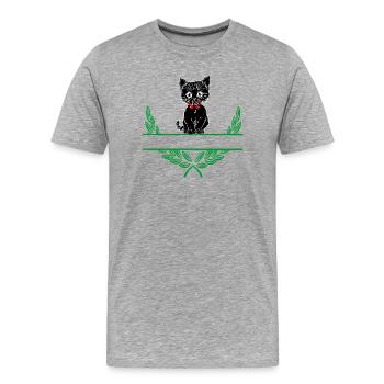 Lorbeerkranz mit Namensraum - Männer Premium Bio T-Shirt - Grau meliert - Vorne - Damien (186cm)