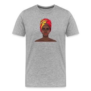 Art audacieux de femme africaine avec un bandeau coloré vibrant - T-shirt bio Premium Homme - gris chiné - Devant - Damien (186cm)
