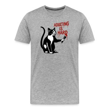 Cat paints growing up - Men's Premium Organic T-Shirt - heather grey - Front - Damien (186cm)