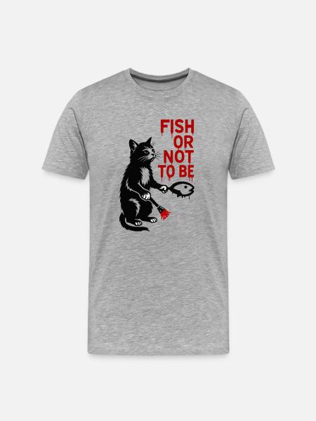 Poisson ou pas être chat - T-shirt bio Premium Homme - gris chiné