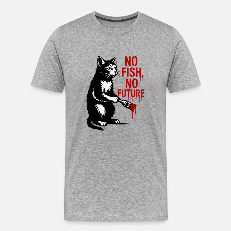 No Fish No Future Cat Graffiti - Men's Premium Organic T-Shirt - heather grey