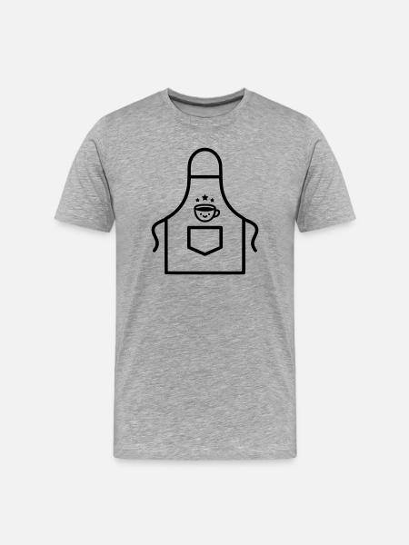 Cute Barista Apron Kawaii Vector - Men's Premium Organic T-Shirt - heather grey