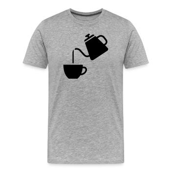 Cafetière minimaliste à verser sur - T-shirt bio Premium Homme - gris chiné - Devant - Damien (186cm)