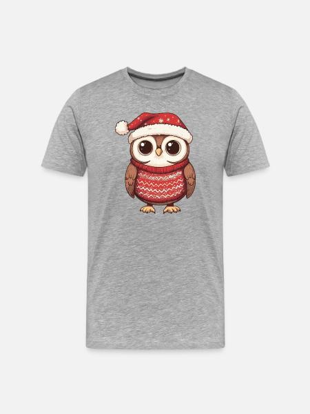 Owl Christmas Xmas - Men's Premium Organic T-Shirt - heather grey